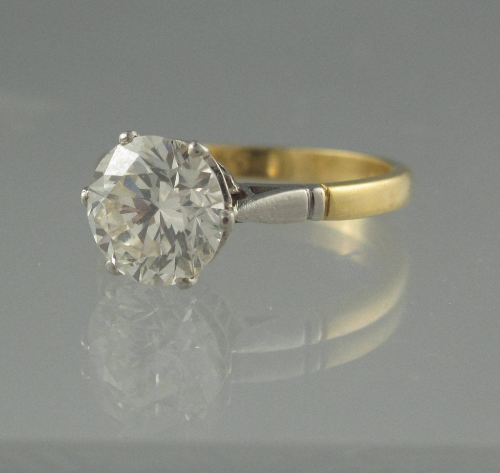 Diamond Solitaire Ring with a single brilliant cut stone of an estimated 2.31 carats